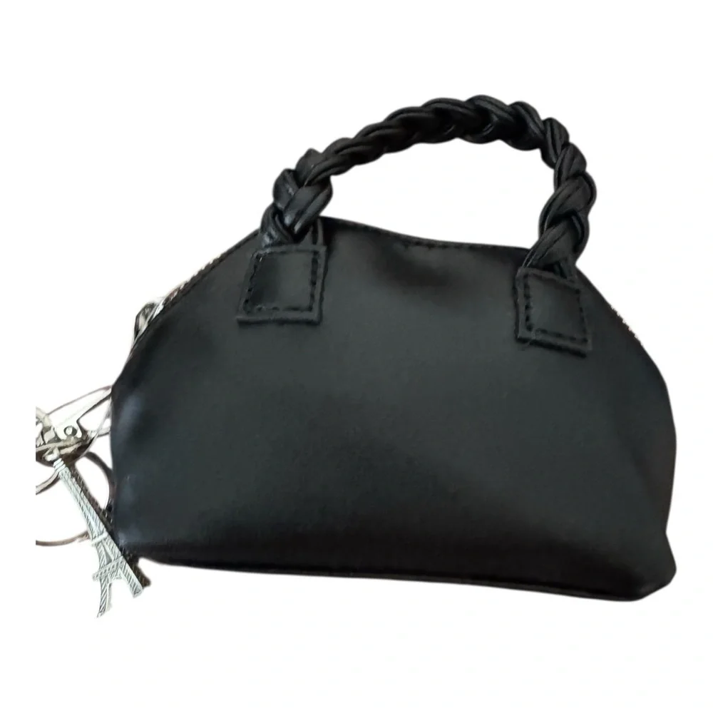 House of Harlow Mini Black Purse Keychain Bag Charm w/ Eiffel Tower NWT - Picture 3 of 3